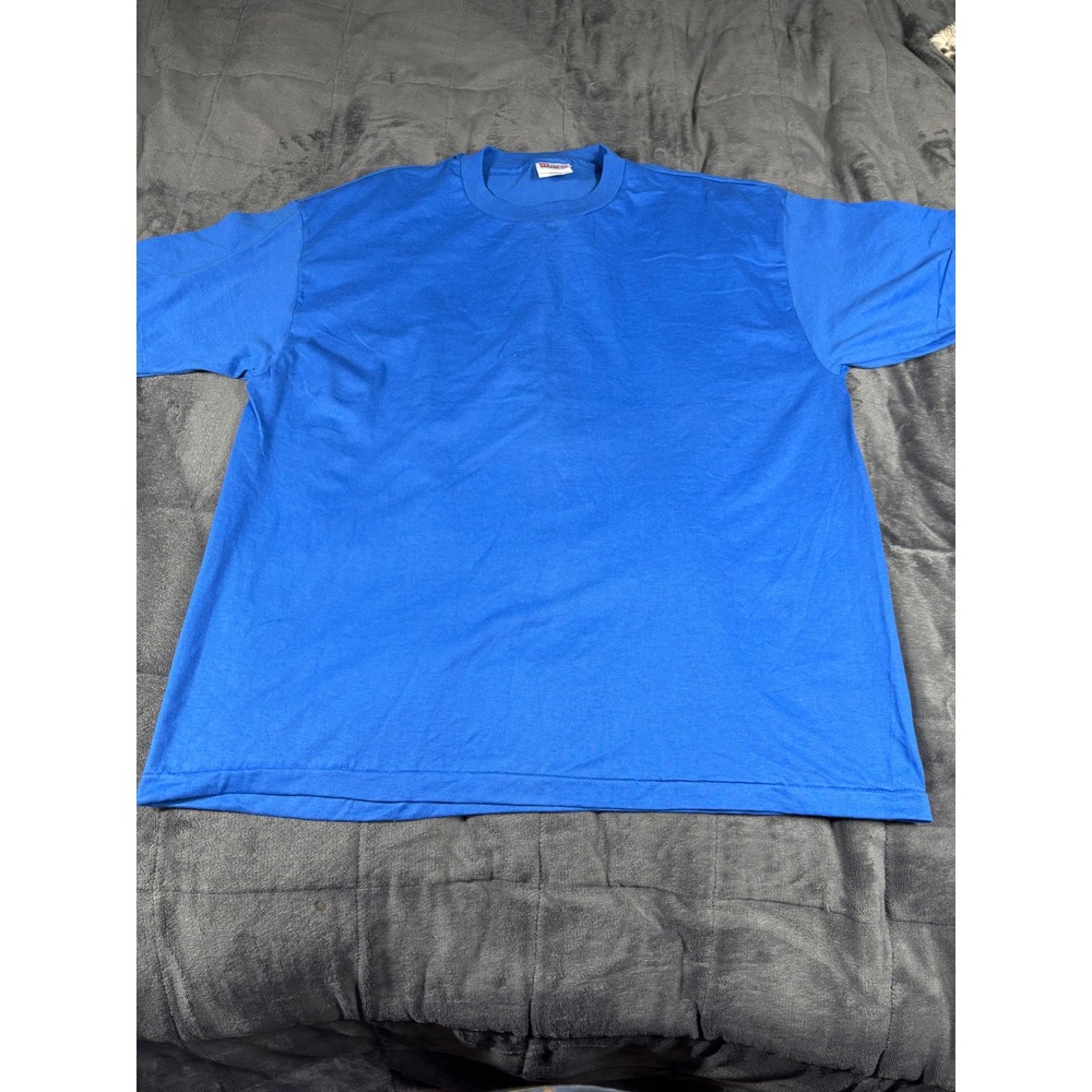 Vintage Hanes Heavyweight 50/50 T Shirt Mens XL Royal Blue Made in USA 90s Blank